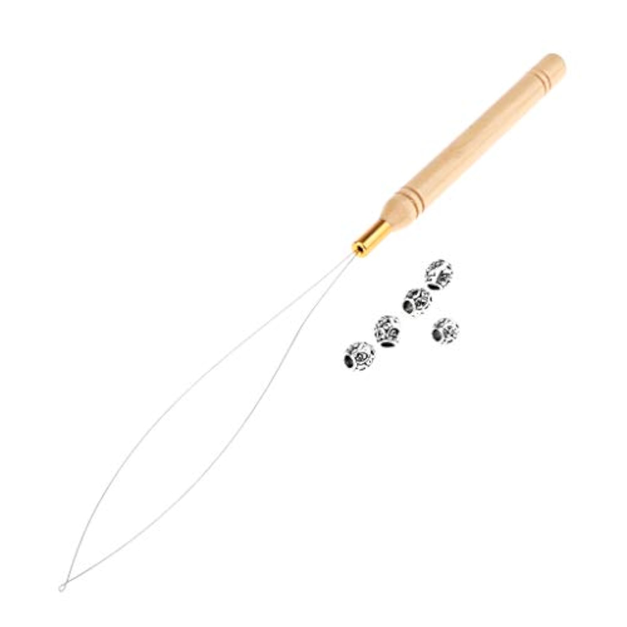 5Pcs Hair Braid Bead Extensions Decoration with Pulling Hook Tool